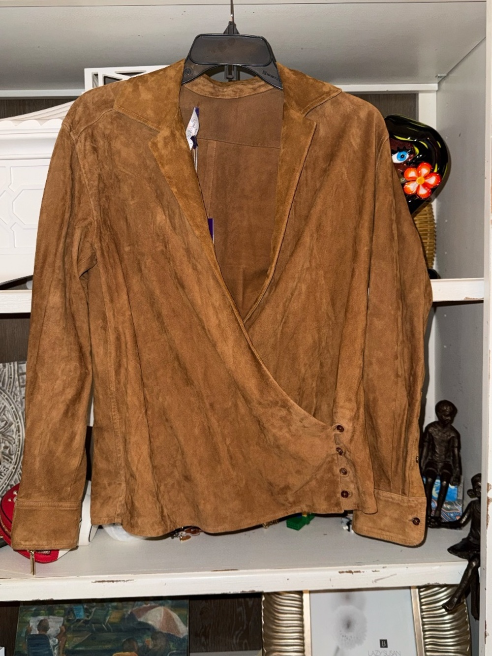Ralph Lauren sz 2 brown capri lamb suede wrap shirt jacket - Picture 5 of 10